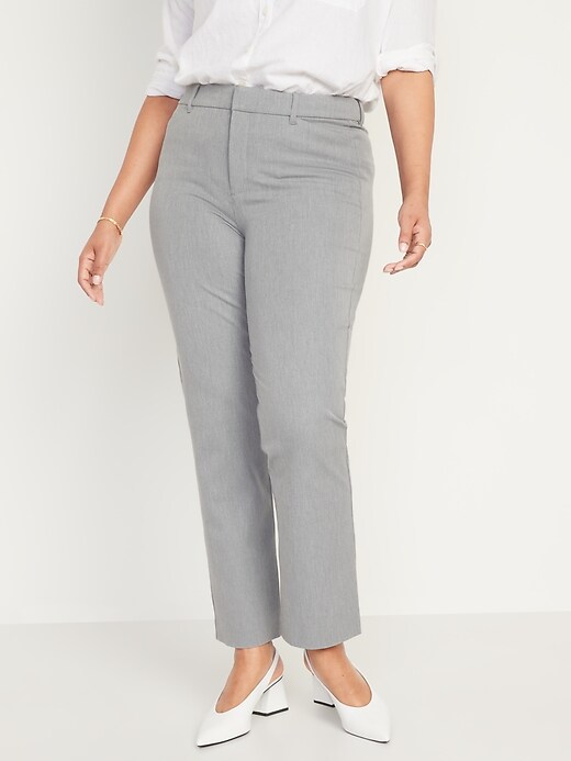 Image number 5 showing, High-Waisted Heathered Pixie Straight Ankle Pants for Women