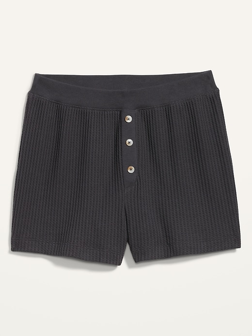 Image number 4 showing, High-Waisted Waffle-Knit Pajama Shorts -- 2.5-inch inseam