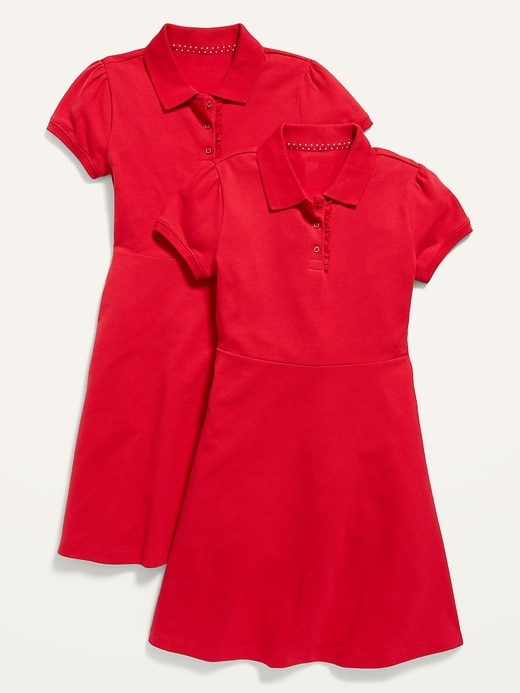 Old Navy Uniform Pique Polo Fit & Flare Dress 2-Pack for Girls. 1
