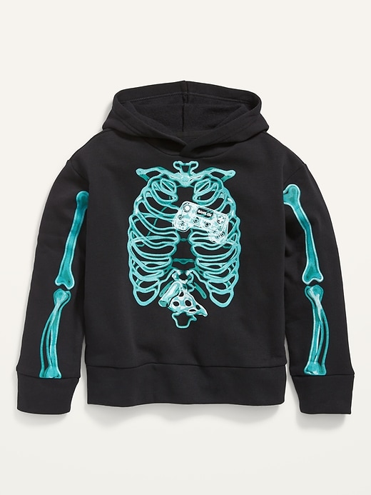 View large product image 1 of 2. Halloween Skeleton Gender-Neutral Graphic Pullover Hoodie for Kids