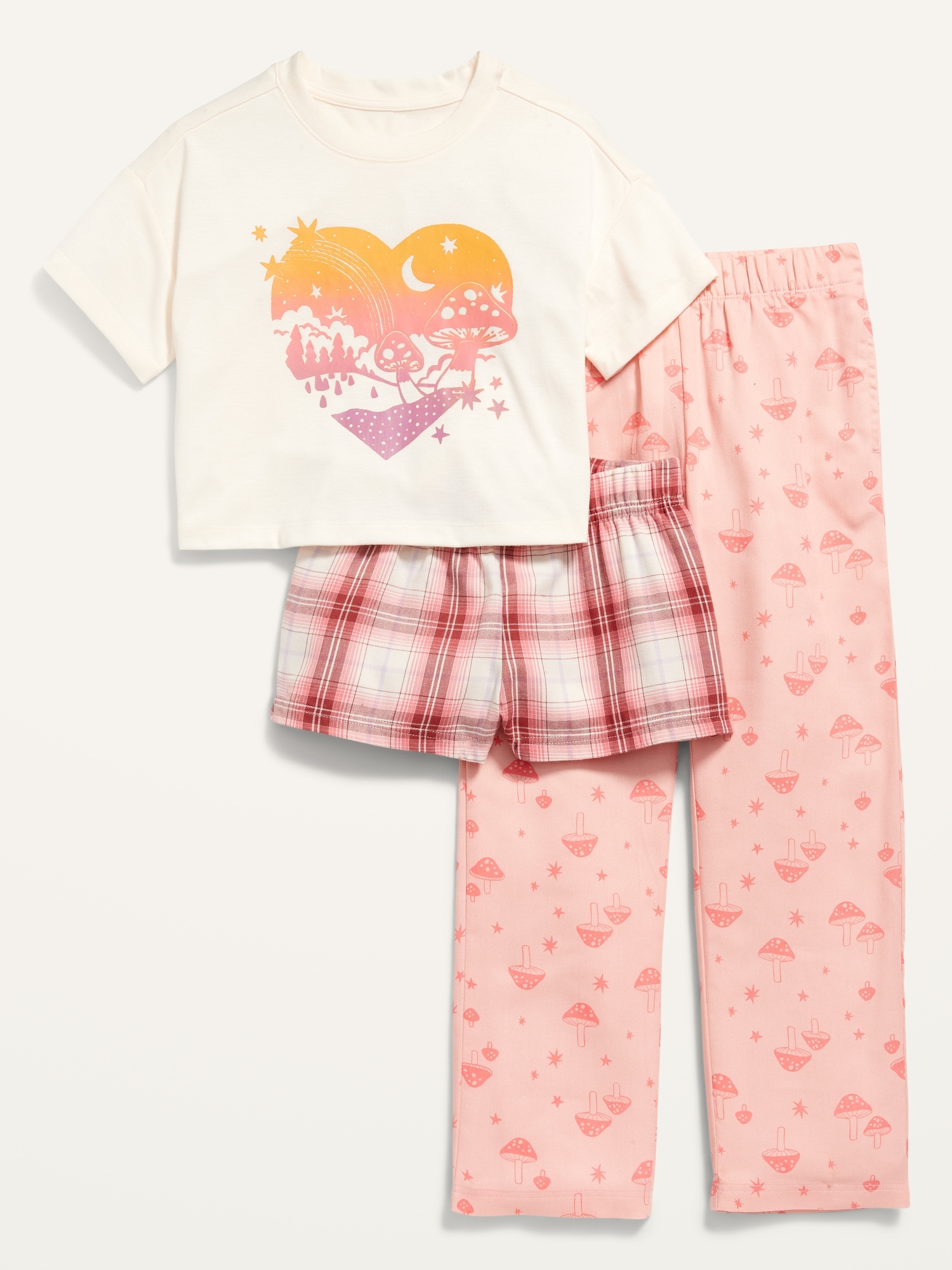 Old Navy 3-Piece Graphic Pajama Set for Girls multi. 1
