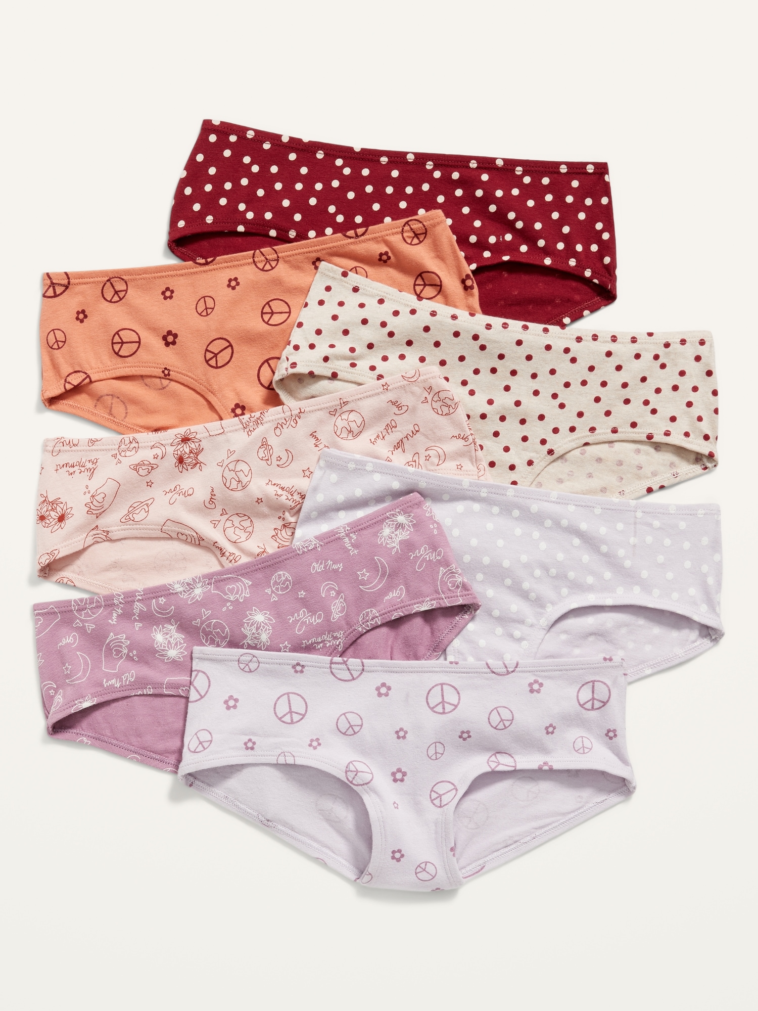 Old Navy Printed Hipster Underwear 7-Pack for Girls multi. 1
