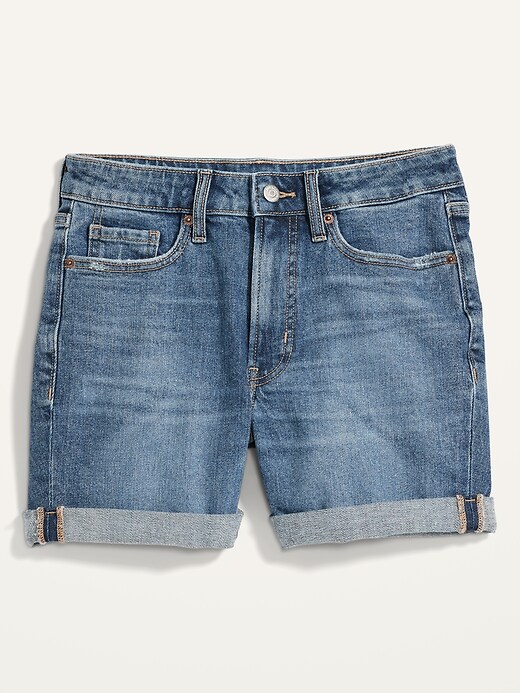 Image number 4 showing, High-Waisted O.G. Straight Cut-Off Jean Shorts for Women -- 5-inch inseam