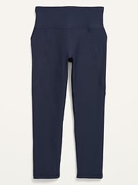 View large product image 3 of 4. High-Waisted PowerSoft Side-Pocket Crop Leggings for Girls