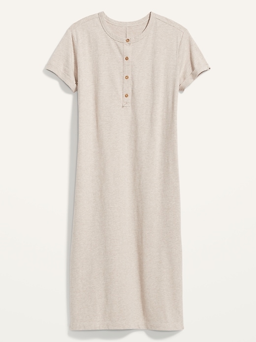 Image number 4 showing, Short-Sleeve Henley Midi Shift Dress for Women