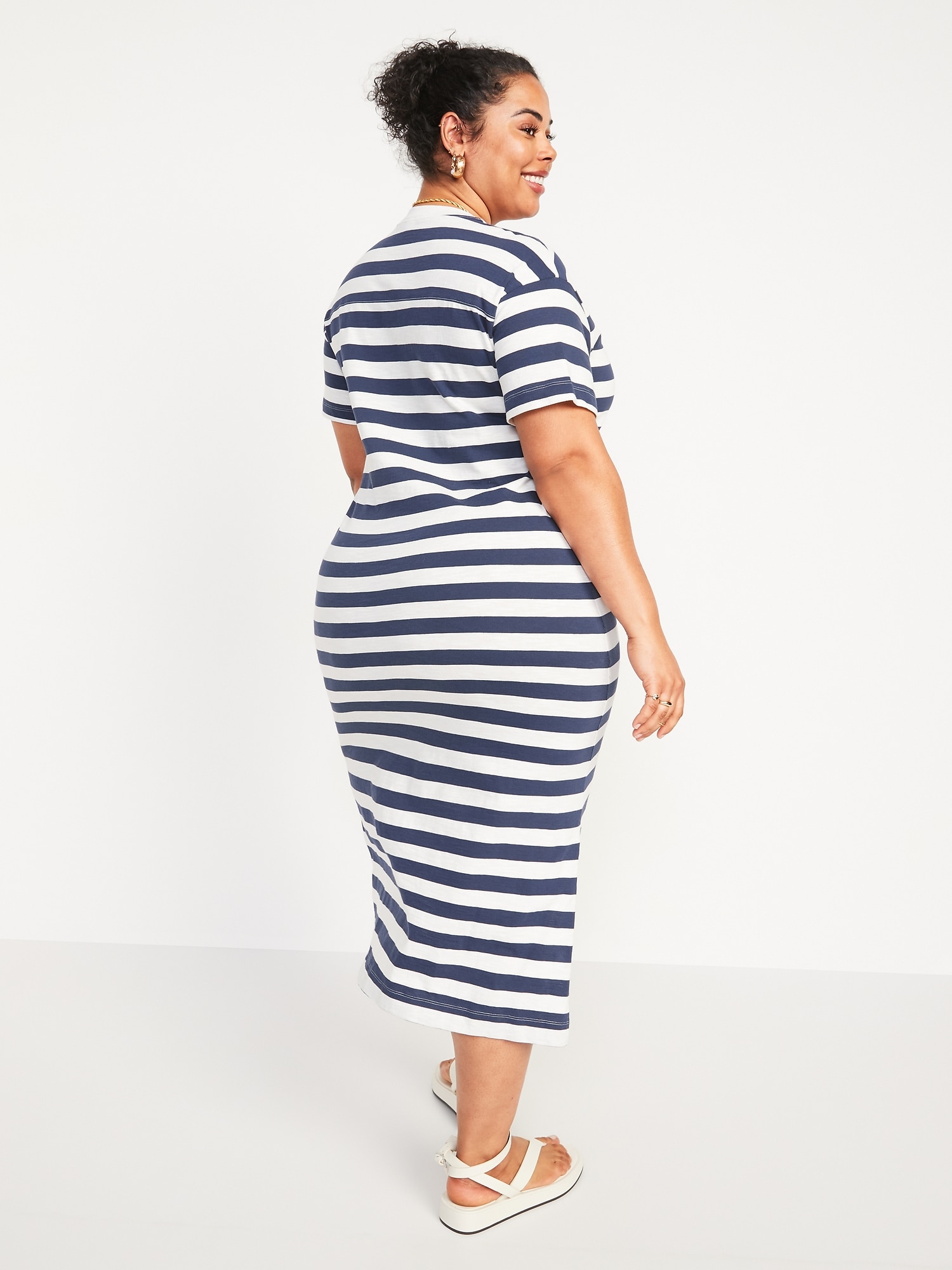 Vintage Striped TShirt Midi Shift Dress for Women Old Navy