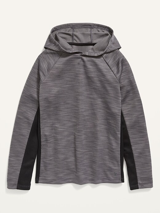 View large product image 1 of 2. Long-Sleeve Two-Tone Mesh Performance Pullover Hoodie for Boys