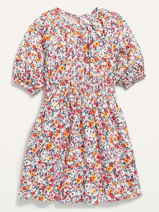 View large product image 1 of 3. Cinched-Waist Cutout-Back Floral Dress for Toddler Girls