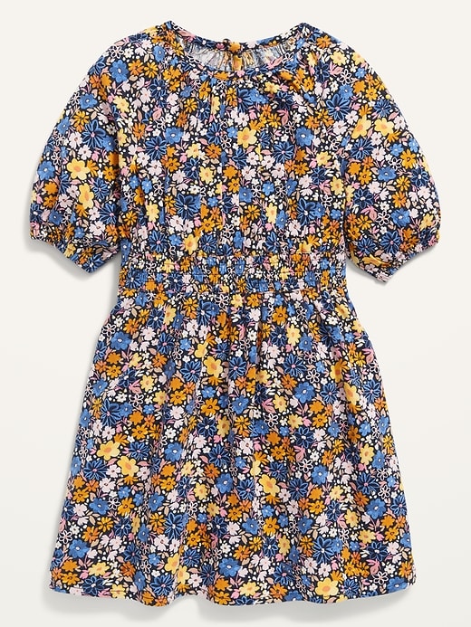 Cinched-Waist Cutout-Back Floral Dress for Toddler Girls