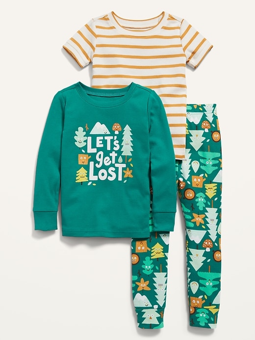 View large product image 1 of 1. Unisex 3-Piece Graphic Pajama Set for Toddler & Baby