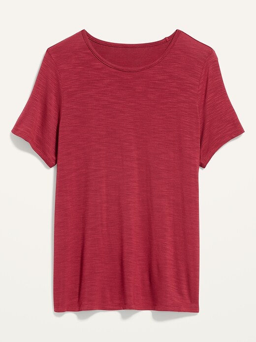 Image number 4 showing, Short-Sleeve Luxe Crew-Neck Slub-Knit T-Shirt for Women