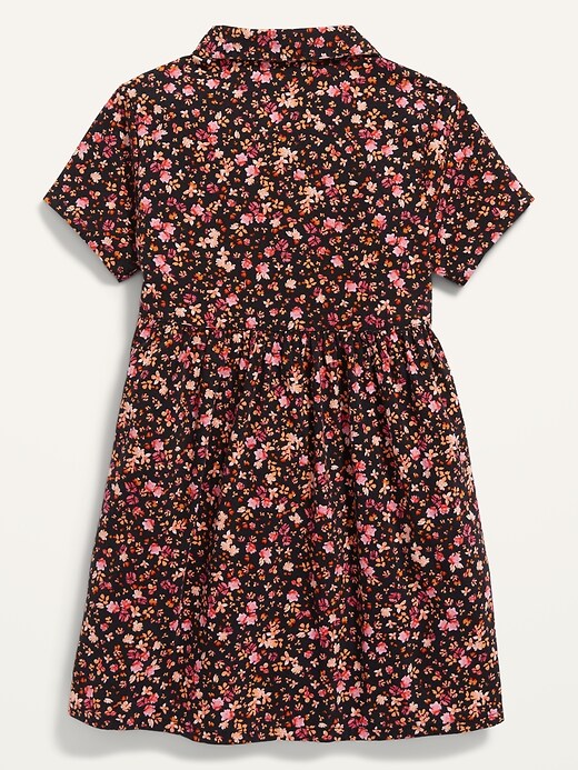 Floral Button-Front Shirt Dress for Toddler Girls