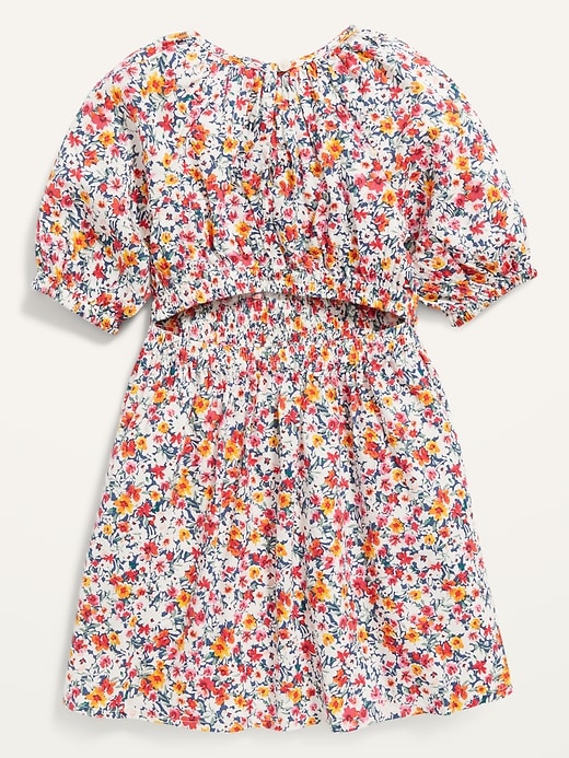 View large product image 2 of 3. Cinched-Waist Cutout-Back Floral Dress for Toddler Girls