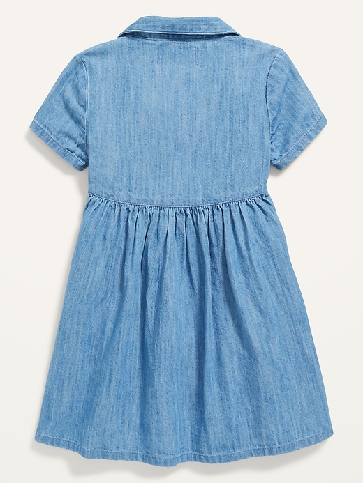 View large product image 2 of 2. Button-Front Chambray Shirt Dress for Toddler Girls