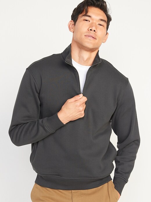 Old Navy Oversized Quarter-Zip Mock-Neck Sweatshirt for Men. 4