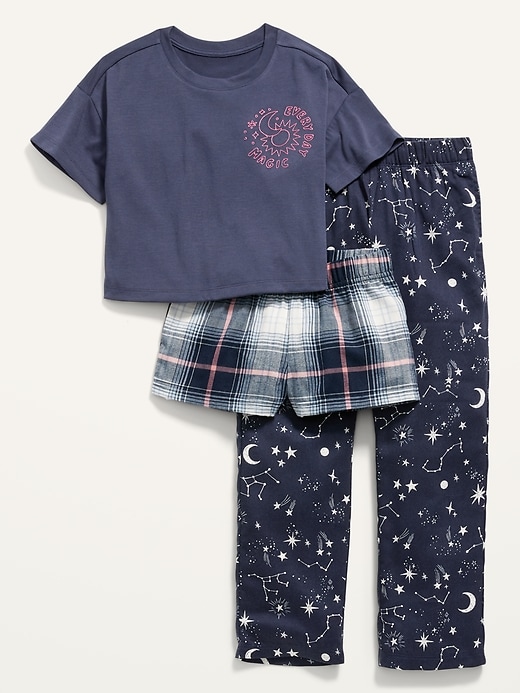 View large product image 1 of 1. 3-Piece Graphic Pajama Set for Girls