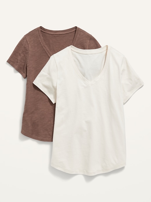 Image number 1 showing, Short-Sleeve EveryWear Slub-Knit T-Shirt 2-Pack for Women