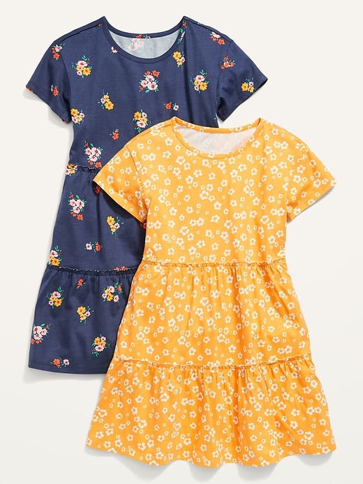 Short-Sleeve Printed Jersey-Knit Swing Dress 2-Pack for Girls