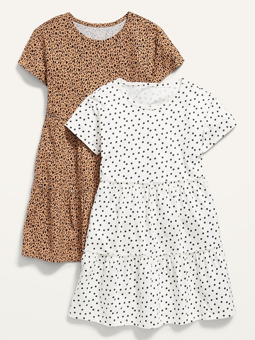 View large product image 1 of 1. Short-Sleeve Printed Jersey-Knit Swing Dress 2-Pack for Girls