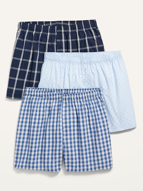 3-Pack Soft-Washed Boxer Shorts -- 3.75-inch inseam - Navy Windowpane