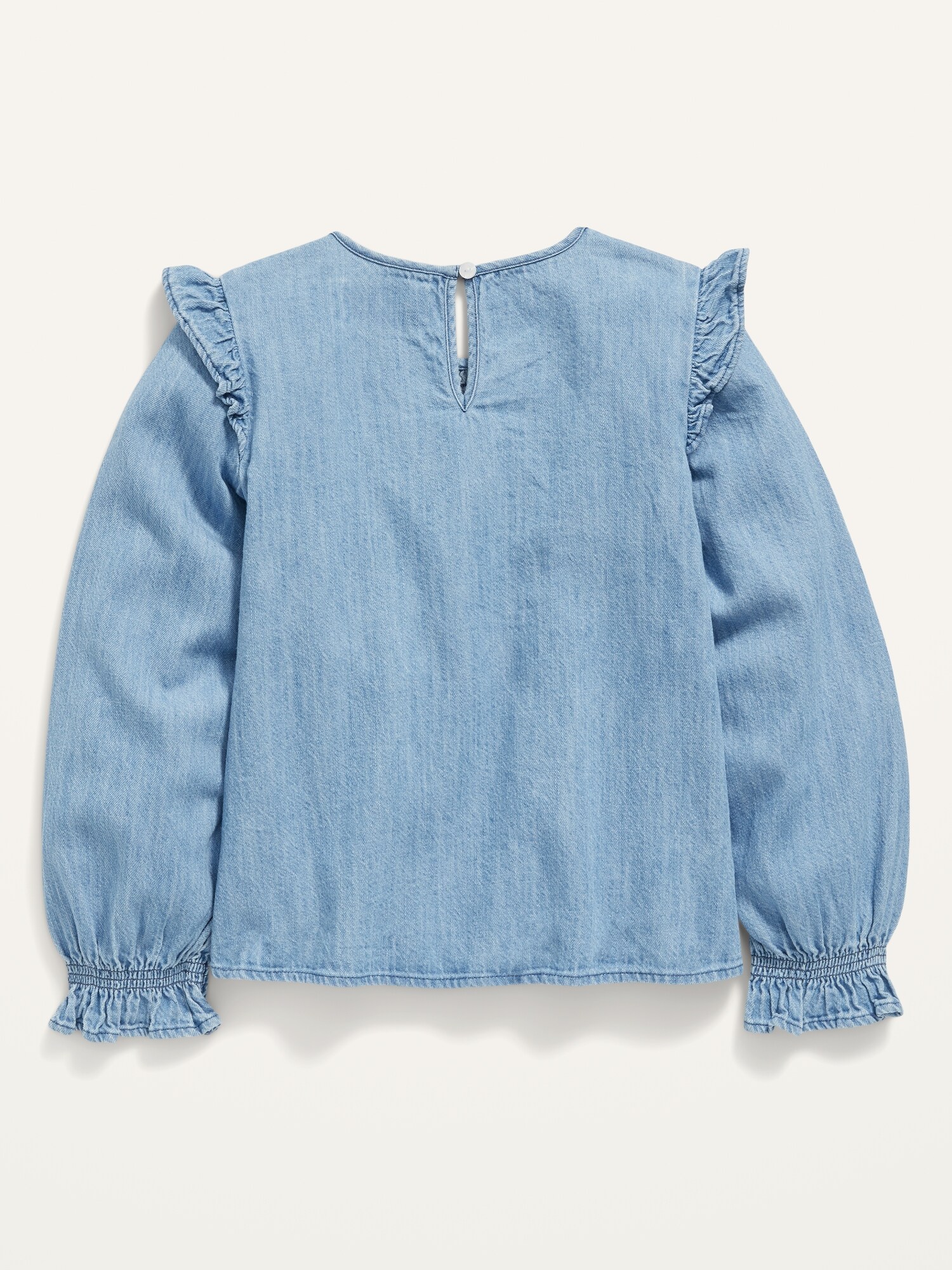 Long-Sleeve Ruffle Chambray Top for Girls | Old Navy