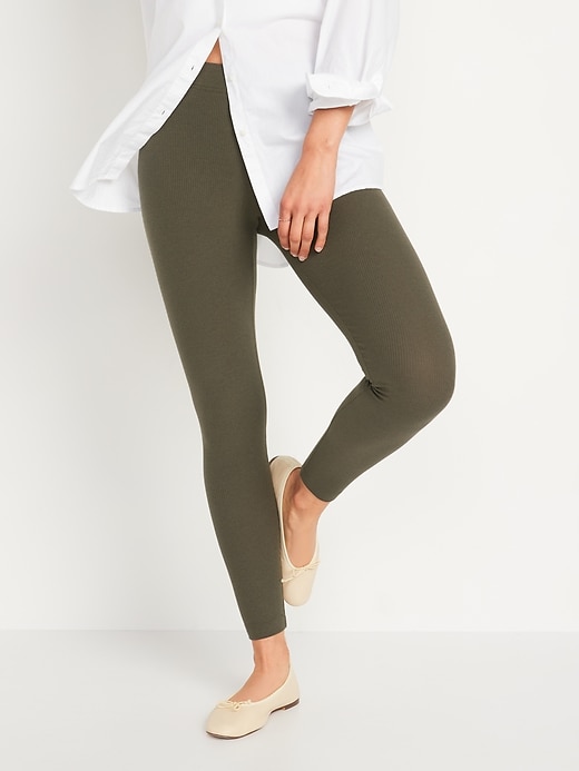 Image number 1 showing, High Waisted Rib-Knit Leggings for Women
