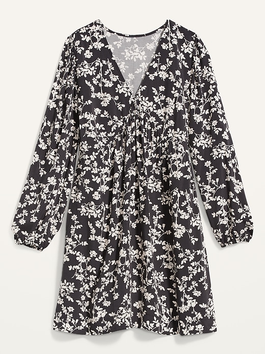 Image number 4 showing, Puff-Sleeve Floral Mini Swing Dress
