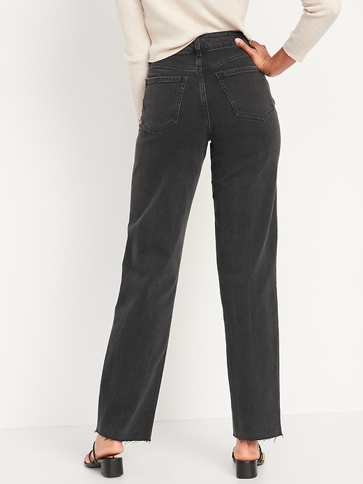 Image number 2 showing, High-Waisted O.G. Loose Black Ripped Cut-Off Jeans for Women