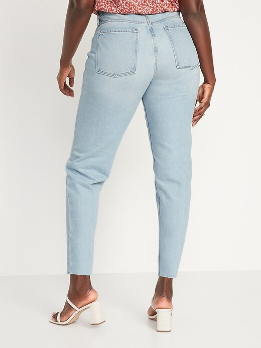 Image number 6 showing, High-Waisted Button-Fly Slouchy Taper Cut-Off Non-Stretch Ankle Jeans for Women