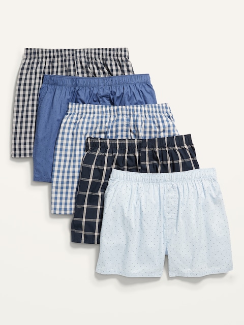 5-Pack Soft-Washed Boxer Shorts -- 3.75-inch inseam - Lt Blue Gingham