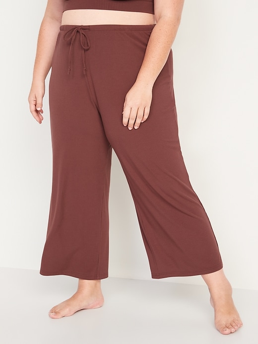 Uygafly Ribbed Pants for Women,Wide Leg Pajama Lounge Casual Loose