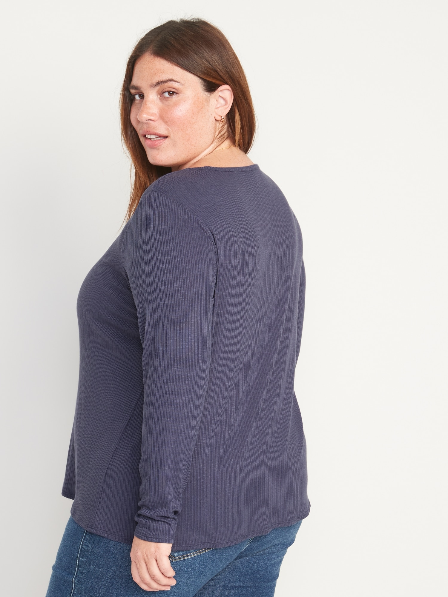 Long-Sleeve Luxe Heathered Rib-Knit T-Shirt for Women | Old Navy