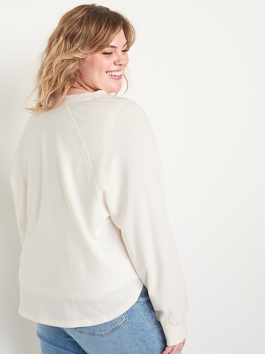 Image number 8 showing, Long-Sleeve Henley Sweatshirt for Women