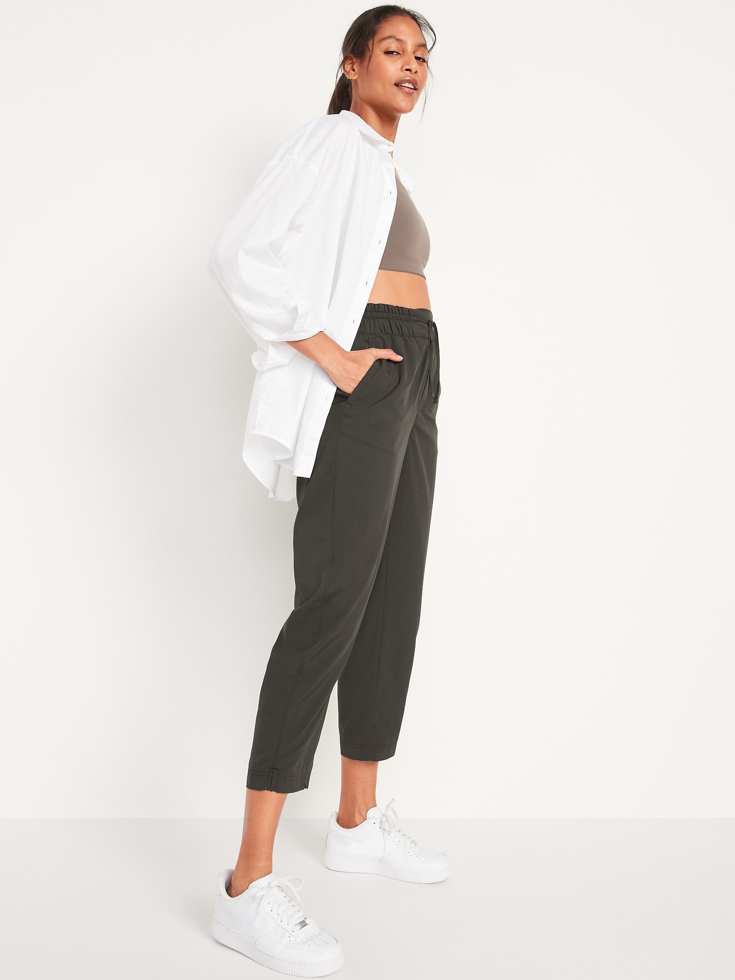 High-Waisted StretchTech Cropped Taper Pants