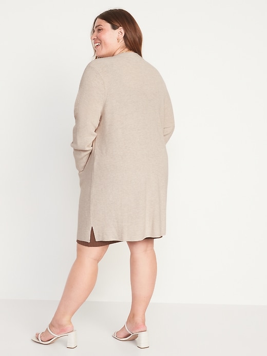 Image number 8 showing, Textured Shaker-Stitch Long-Line Open-Front Sweater for Women