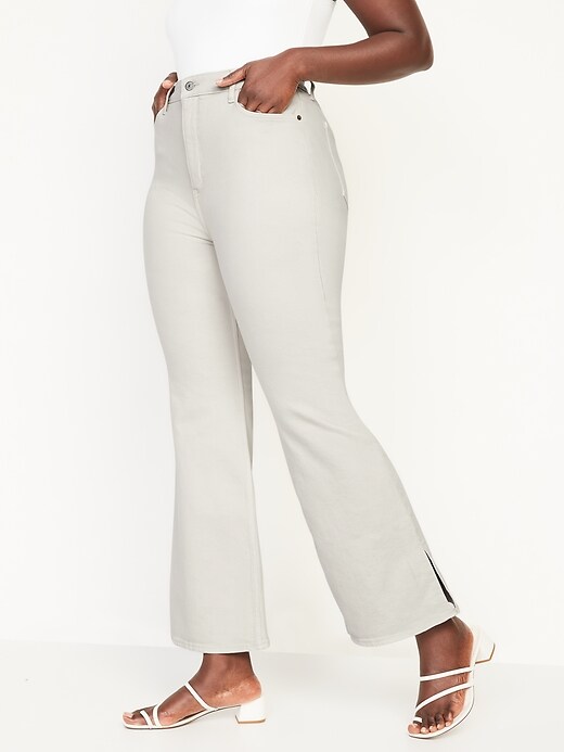 Image number 5 showing, Higher High-Rise Off-White Side-Split Flare Jeans for Women