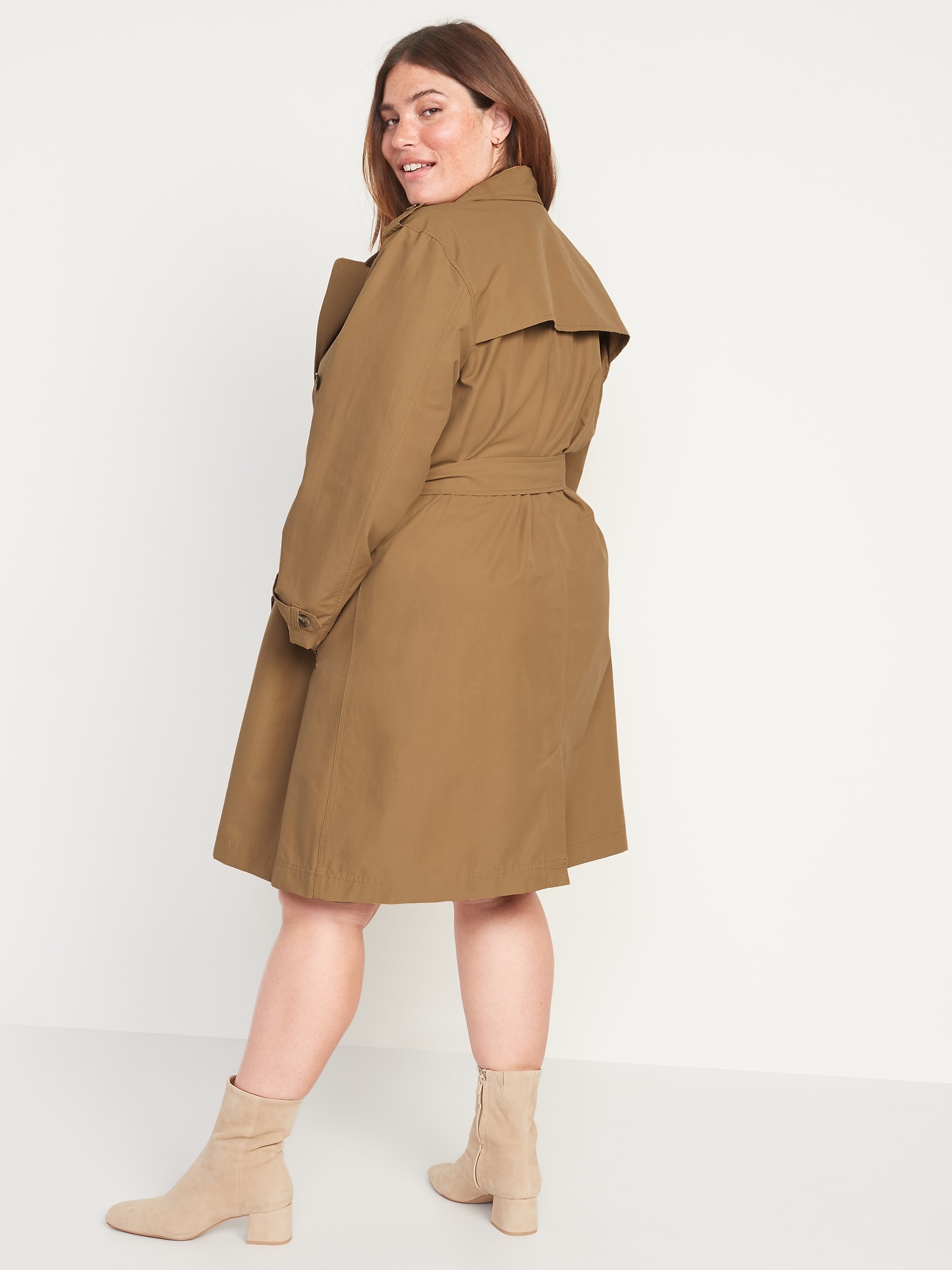 Water-Resistant Tie-Belt Trench Coat for Women