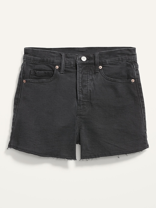 Image number 4 showing, Higher High-Waisted Button-Fly Sky-Hi A-Line Cut-Off Jean Shorts for Women -- 3-inch inseam