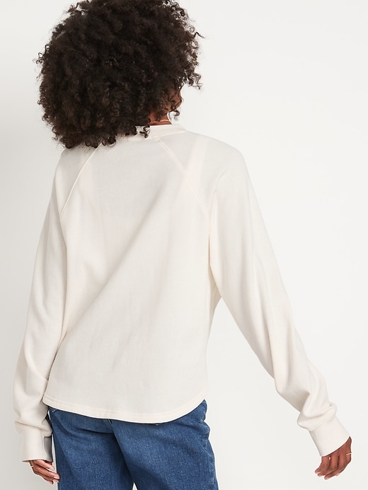 Image number 2 showing, Long-Sleeve Henley Sweatshirt for Women