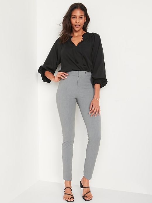 Image number 3 showing, High-Waisted Heathered Pixie Straight Ankle Pants for Women