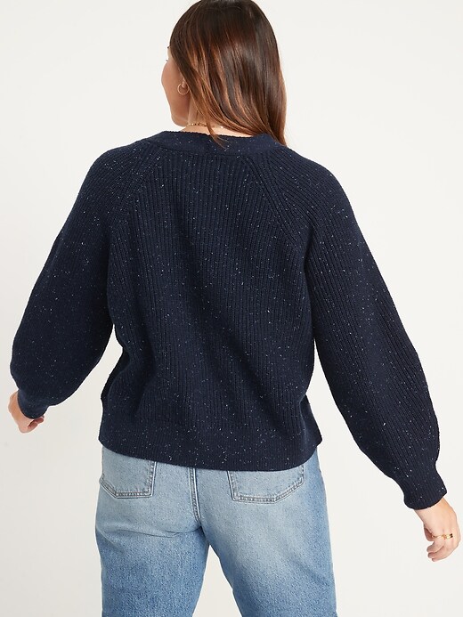 Image number 6 showing, Speckled Shaker-Stitch Cardigan Sweater for Women
