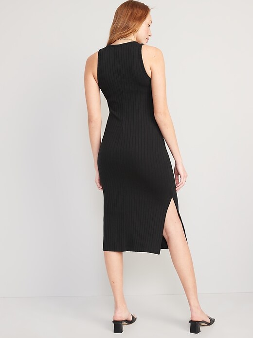 Image number 2 showing, Fitted Sleeveless Rib-Knit Midi Sweater Dress for Women