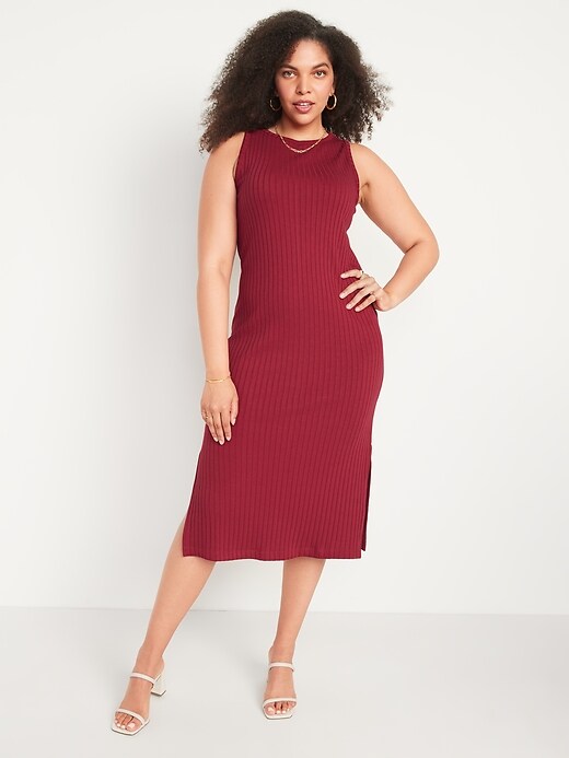 Image number 5 showing, Fitted Sleeveless Rib-Knit Midi Sweater Dress for Women
