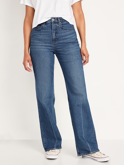 Image number 1 showing, Extra High-Waisted Sky-Hi Wide-Leg Jeans