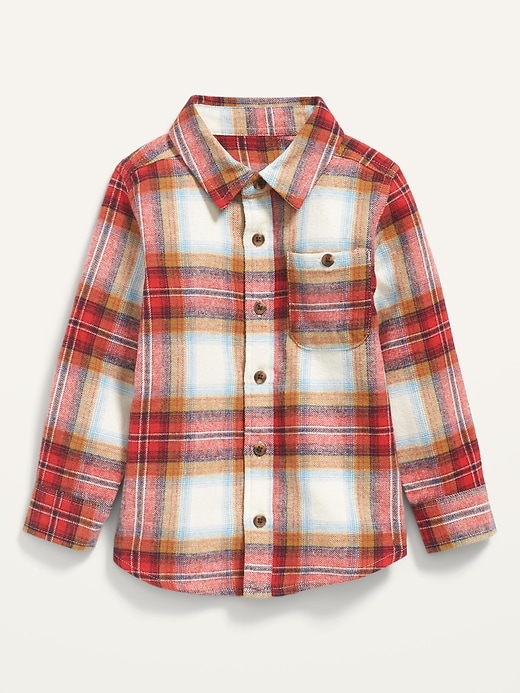 Old Navy Drop-Shoulder Plaid Flannel Shirt for Toddler Girls. 1