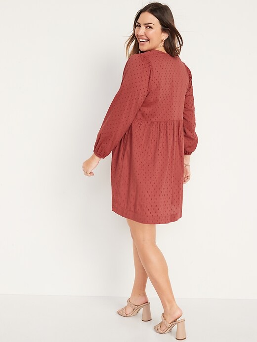 Image number 6 showing, Puff-Sleeve Clip-Dot Mini Swing Dress for Women