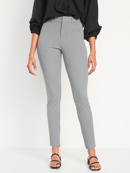 Image number 1 showing, High-Waisted Heathered Pixie Straight Ankle Pants for Women
