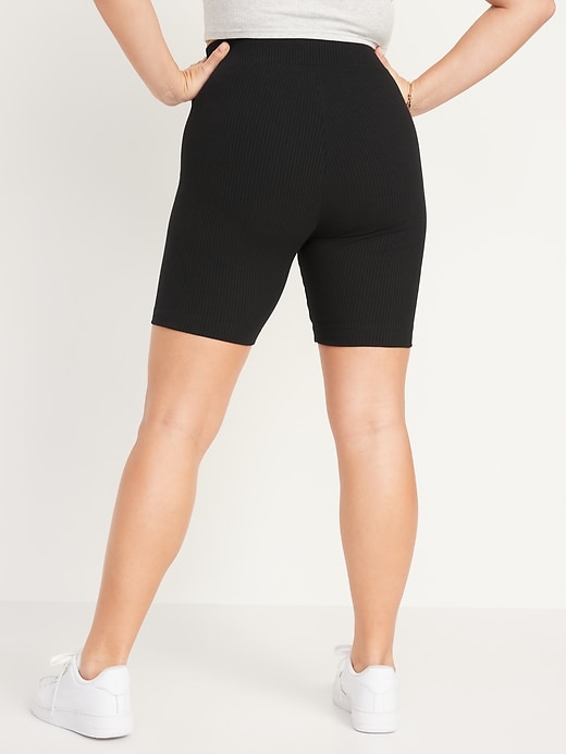 Image number 6 showing, Extra High-Waisted Rib-Knit Biker Shorts for Women -- 8-inch inseam