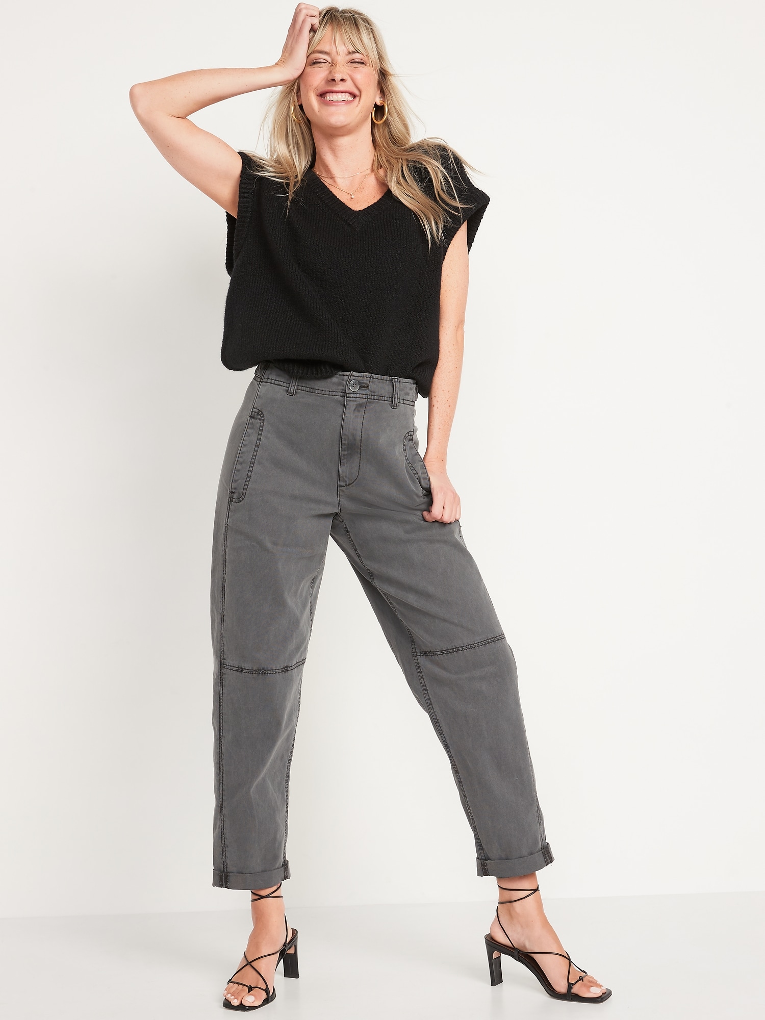 High-Waisted Slouchy Balloon Workwear Pants | Old Navy