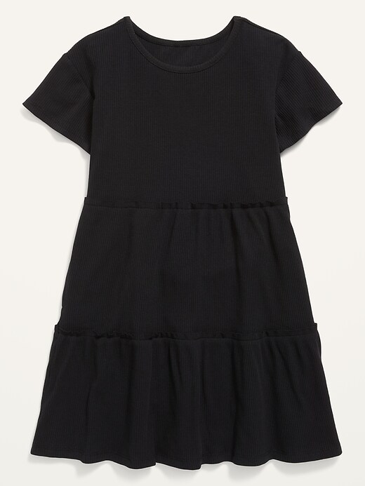 Rib-Knit Tiered Short-Sleeve Dress for Girls